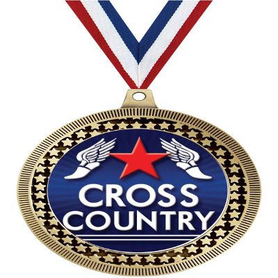 2.75" Cross Country Medal Awards, Gold Vega Cross Country Team Trophy Awards Includes Free Neck Ribbon 100 Pack