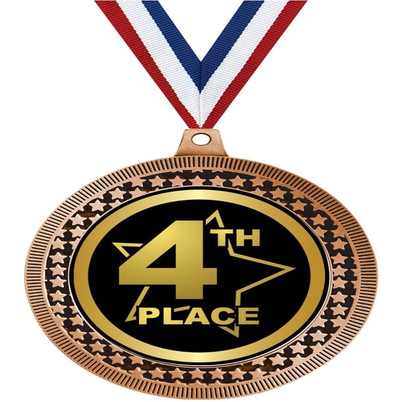 2.75" 4th Place with Star Medal Awards, Bronze Vega 4th Place with Star Team Trophy Awards Includes Free Neck Ribbon 50 Pack