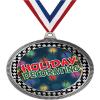 2.75" Holiday Decorating Medal Awards, Silver Vega Holiday Decorating Team Trophy Awards Includes Free Neck Ribbon 100 Pack view 1