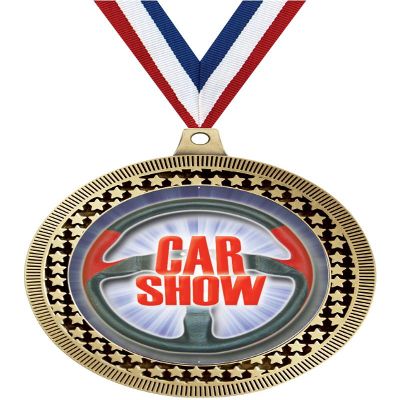 2.75" Car Show Medal Awards, Gold Vega Car Show Team Trophy Awards Includes Free Neck Ribbon 50 Pack