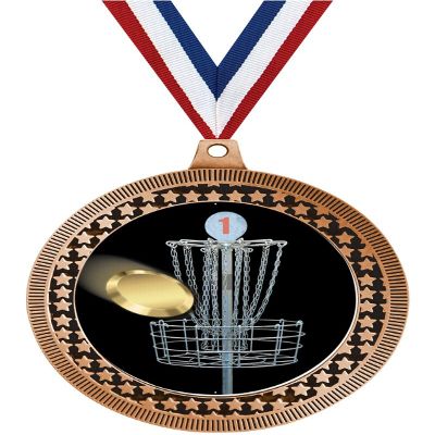 2.75" Disc Golf Medal Awards, Bronze Vega Disc Golf Team Trophy Awards Includes Free Neck Ribbon 100 Pack
