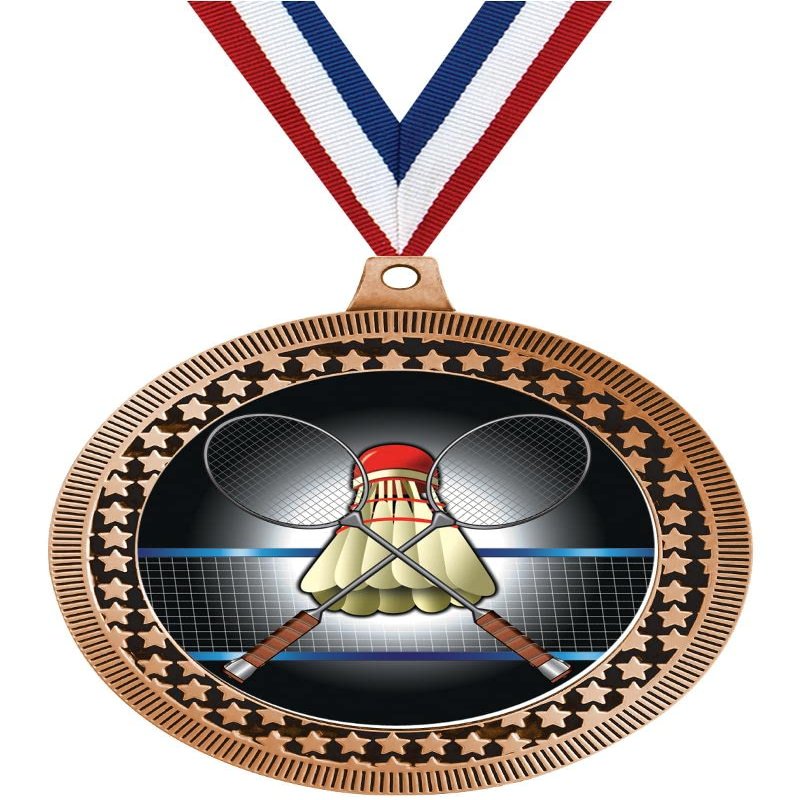 2.75" Badminton Medal Awards, Bronze Vega Badminton Team Trophy Awards Includes Free Neck Ribbon 20 Pack