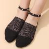 4 Pairs Pearl Lace No Show Socks Pearl Lace Mesh Thin Silk Ankle Sock Casual Low Cut Socks for Women (2 Pairs Black+2 Pairs White) view 4
