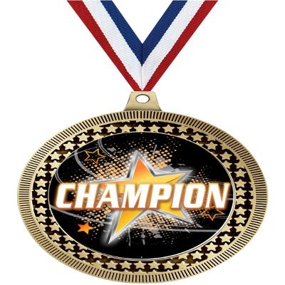 2.75" Champion Star Slam Medal Awards, Gold Vega Champion Star Slam Team Trophy Awards Includes Free Neck Ribbon 20 Pack