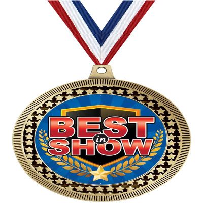 2.75" Best in Show Medal Awards, Gold Vega Best in Show Team Trophy Awards Includes Free Neck Ribbon 50 Pack
