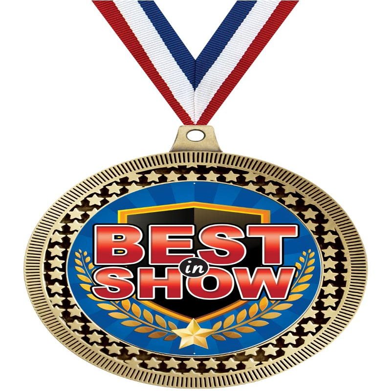 2.75" Best in Show Medal Awards, Gold Vega Best in Show Team Trophy Awards Includes Free Neck Ribbon 50 Pack