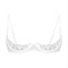 Alvivi Womens Sheer Floral Lace Underwired Bra Sexy Half Cup Unlined Brassiere Lingerie Underwear White Large view 1
