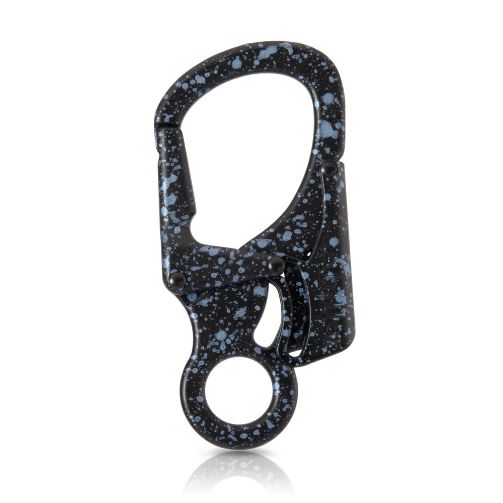 Ahiller Carabiner Clip, Double Anti-Misopening Locking Design, 3" Zinc Alloy Heavy Keychain for Outdoor Camping Hiking, Key Ring Clip (Black Blue-1P)