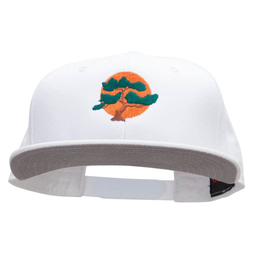 e4Hats.com Karate Bonsai Tree Embroidered Prostyle Snapback - White OSFM