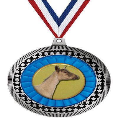 2.75" Dairy Goat Medal Awards, Silver Vega Dairy Goat Team Trophy Awards Includes Free Neck Ribbon 50 Pack
