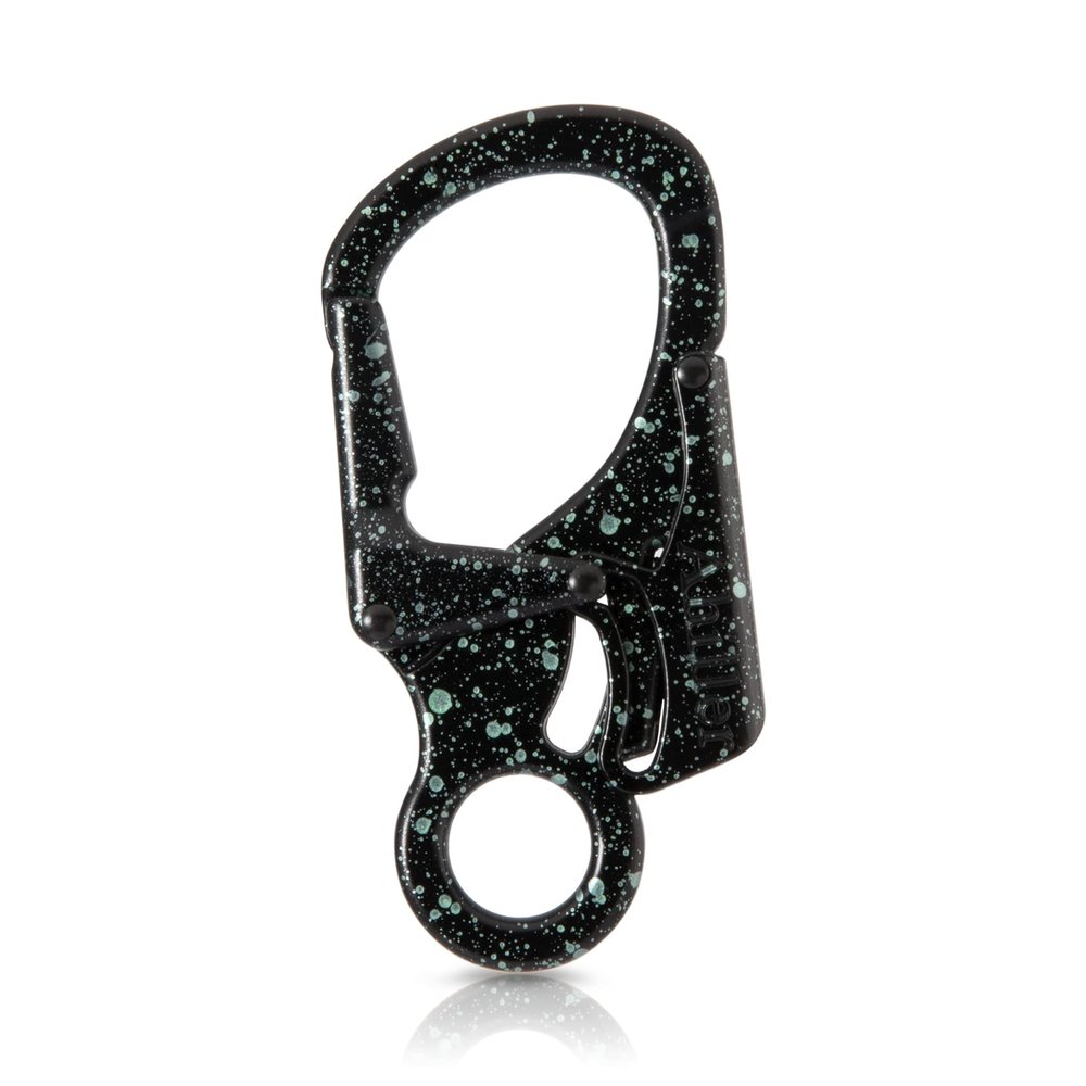 Ahiller Carabiner Clip, Double Anti-Misopening Locking Design, 3" Zinc Alloy Heavy Keychain for Outdoor Camping Hiking, Key Ring Clip (Black Green-1P)