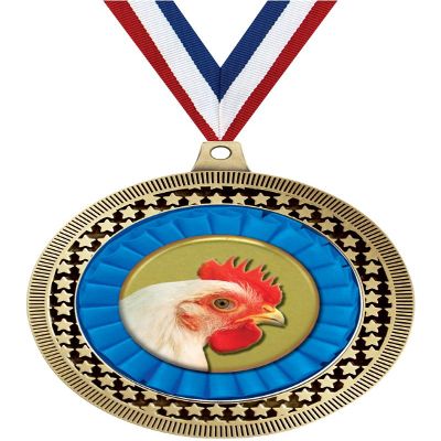 2.75" Chicken Medal Awards, Gold Vega Chicken Team Trophy Awards Includes Free Neck Ribbon 20 Pack