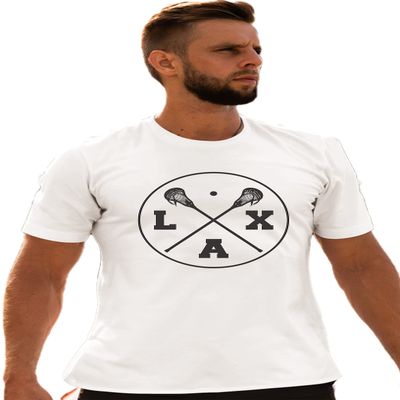 3X-Large White Mens LAX Lacrosse Sticks T-Shirt