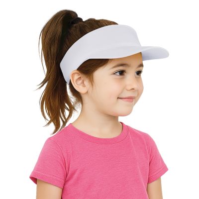 TopTie Kids Sun Visor Cap Cotton Protection Visors for Boys Girls Aged 2-10 Years Old-White