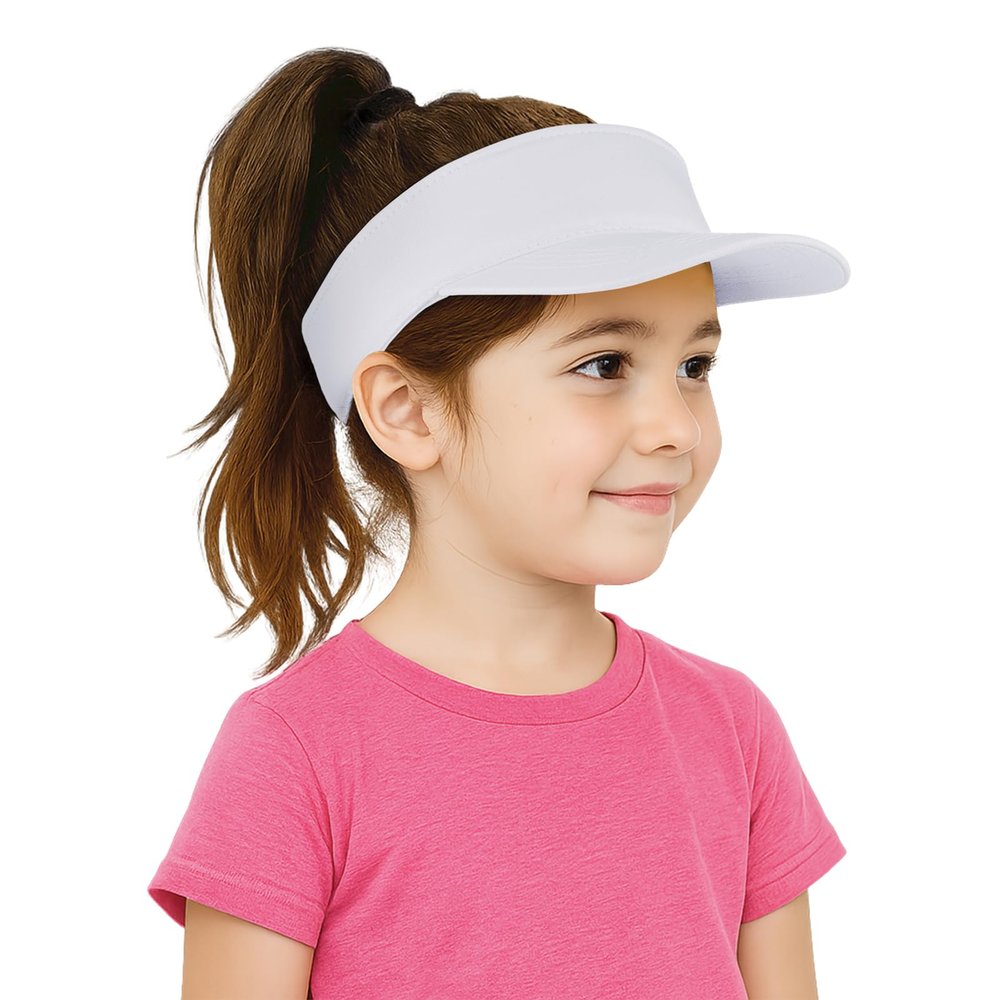 TopTie Kids Sun Visor Cap Cotton Protection Visors for Boys Girls Aged 2-10 Years Old-White