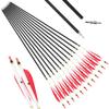 HNZMDY 30 inch Archery Carbon Arrows 500 Spine Hunting Arrows with 4" 5" Turkey Feather Fletching 100 Grain Points for Recurve Compound Bow Target Practice (4 inch Arrow Feather, 12 pcs Arrow) view 1