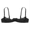 Alvivi Womens Sheer Floral Lace Underwired Bra Sexy Half Cup Unlined Brassiere Lingerie Underwear Black XX-Large view 4