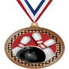 2.75" Bowling Red Stripes Medal Awards, Bronze Vega Bowling Red Stripes Team Trophy Awards Includes Free Neck Ribbon 50 Pack view 1