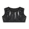 Aislor Kids Big Girls Shiny Metallic Crop Tank Tops Racer Back Dance Athletic Sports Bra z07Black* 15-16 Years view 3