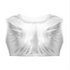Aislor Kids Big Girls Shiny Metallic Crop Tank Tops Racer Back Dance Athletic Sports Bra z07Silver* 12-14 Years view 1