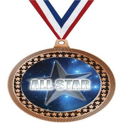 2.75" All Star Medal Awards, Bronze Vega All Star Team Trophy Awards Includes Free Neck Ribbon 20 Pack