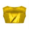 Aislor Kids Big Girls Shiny Metallic Crop Tank Tops Racer Back Dance Athletic Sports Bra z07Gold* 15-16 Years view 2