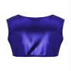 Aislor Kids Big Girls Shiny Metallic Crop Tank Tops Racer Back Dance Athletic Sports Bra z07Royal Blue* 12-14 Years view 2
