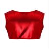 Aislor Kids Big Girls Shiny Metallic Crop Tank Tops Racer Back Dance Athletic Sports Bra z07Red* 15-16 Years view 2