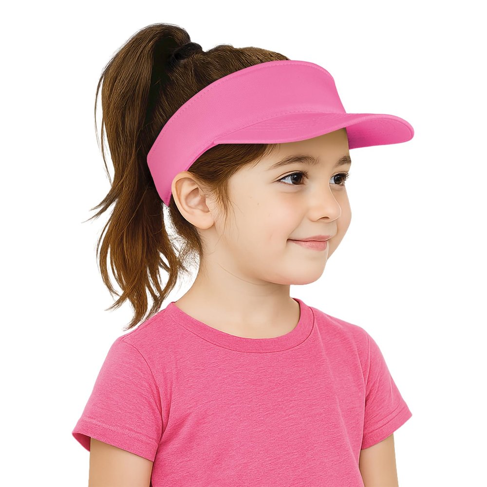 TopTie Kids Sun Visor Cap Cotton Protection Visors for Boys Girls Aged 2-10 Years Old-Pink