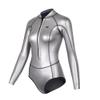 Womens Wetsuit 2mm Smooth-Skin Neoprene Wetsuit Silver with Front Zipper Springs Bottom One-Piece Long Sleeve Swimsuits for Women Diving Surfing Snorkeling view 1