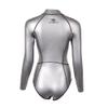 Womens Wetsuit 2mm Smooth-Skin Neoprene Wetsuit Silver with Front Zipper Springs Bottom One-Piece Long Sleeve Swimsuits for Women Diving Surfing Snorkeling view 3
