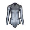 Womens Wetsuit 2mm Smooth-Skin Neoprene Wetsuit Silver Grey with Front Zipper Springs Bottom One-Piece Long Sleeve Swimsuits for Women Diving Surfing Snorkeling view 2