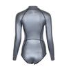 Womens Wetsuit 2mm Smooth-Skin Neoprene Wetsuit Silver Grey with Front Zipper Springs Bottom One-Piece Long Sleeve Swimsuits for Women Diving Surfing Snorkeling view 3