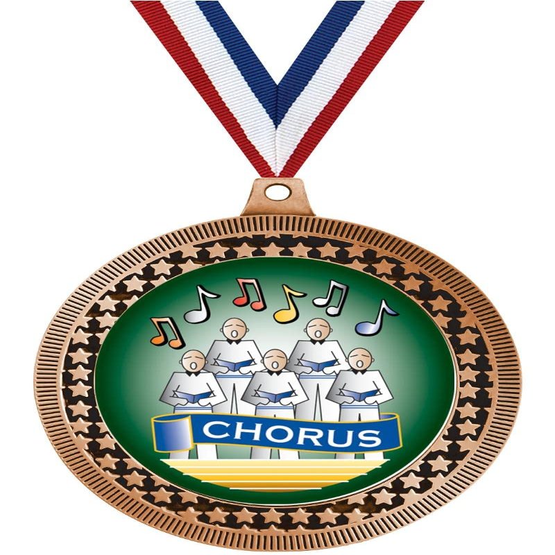 2.75" Chorus Medal Awards, Bronze Vega Chorus Team Trophy Awards Includes Free Neck Ribbon 20 Pack
