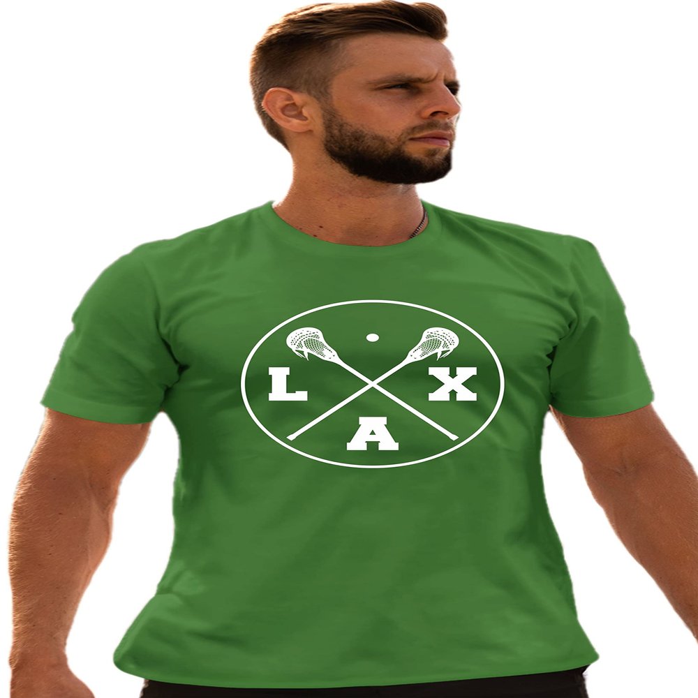 5X-Large Kelly Green Mens LAX Lacrosse Sticks T-Shirt