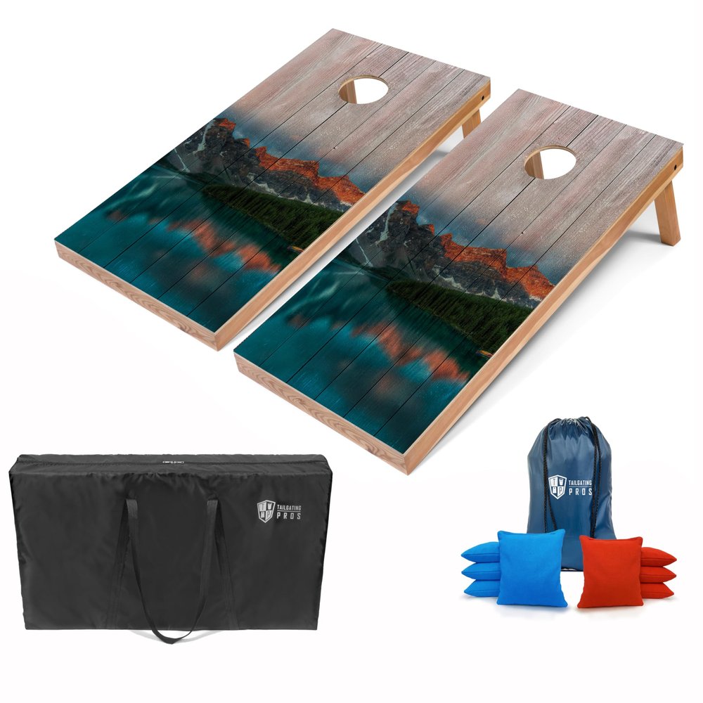 Tailgating Pros Lightweight Regulation Cornhole Boards 2x4 ft, Portable & Durable with Bright, Fun Printed Designs Outdoor Game Set for Backyard, Tailgating & Beach