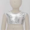 easyforever Girls Shiny Metallic Gymnastics Crop Tops Dancewear Kids Ballet Dance Leotards Tank Tops Bra Activewear Xx*Silver 8-10 Years view 3