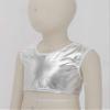 easyforever Girls Shiny Metallic Gymnastics Crop Tops Dancewear Kids Ballet Dance Leotards Tank Tops Bra Activewear Xx*Silver 8-10 Years view 4