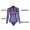 Womens Wetsuit 2mm Smooth-Skin Neoprene Wetsuit Purple with Front Zipper Springs Bottom One-Piece Long Sleeve Swimsuits for Women Diving Surfing Snorkeling view 4