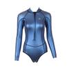 Womens Wetsuit 2mm Smooth-Skin Neoprene Wetsuit Blue with Front Zipper Springs Bottom One-Piece Long Sleeve Swimsuits for Women Diving Surfing Snorkeling view 2