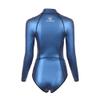 Womens Wetsuit 2mm Smooth-Skin Neoprene Wetsuit Blue with Front Zipper Springs Bottom One-Piece Long Sleeve Swimsuits for Women Diving Surfing Snorkeling view 3