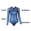 Womens Wetsuit 2mm Smooth-Skin Neoprene Wetsuit Blue with Front Zipper Springs Bottom One-Piece Long Sleeve Swimsuits for Women Diving Surfing Snorkeling view 4