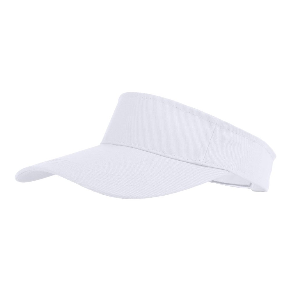TopTie Sun Sports Visor Hat Plain Solid Cotton Visors Adjustable Sun Caps-White
