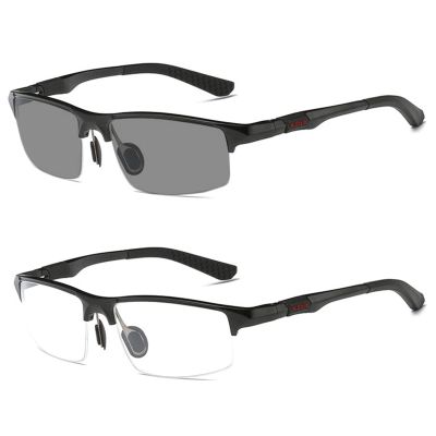 Transition Photochromic Reading Glasses Men Safety Sports Square half frame Sunglasses Readers Fashion Anti UV Ray Eyestrain (black, 0, multiplier_x)