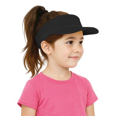 TopTie Kids Sun Visor Cap Cotton Protection Visors for Boys Girls Aged 2-10 Years Old-Black