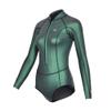 Womens Wetsuit 2mm Smooth-Skin Neoprene Wetsuit Green with Front Zipper Springs Bottom One-Piece Long Sleeve Swimsuits for Women Diving Surfing Snorkeling view 1