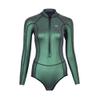 Womens Wetsuit 2mm Smooth-Skin Neoprene Wetsuit Green with Front Zipper Springs Bottom One-Piece Long Sleeve Swimsuits for Women Diving Surfing Snorkeling view 2