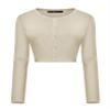 Urban CoCo Women's Long Sleeve Button Up Cropped Cardigan Sweaters for Women Crew Neck Short Bolero Shrug for Dresses Apricot view 2