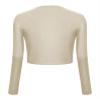 Urban CoCo Women's Long Sleeve Button Up Cropped Cardigan Sweaters for Women Crew Neck Short Bolero Shrug for Dresses Apricot view 3
