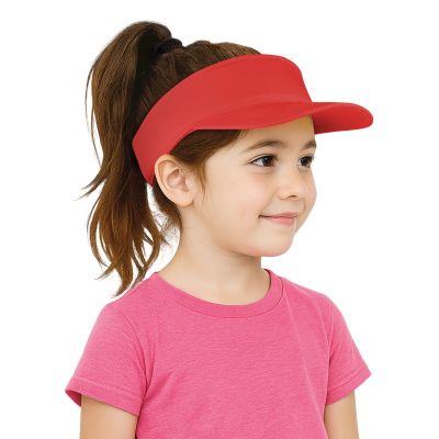 TopTie Kids Sun Visor Cap Cotton Protection Visors for Boys Girls Aged 2-10 Years Old-Red